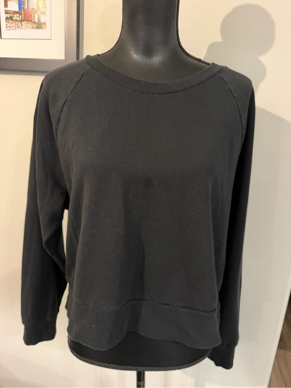 Colsie Women’s Black Cropped Crewneck Pullover Sweatshirt L